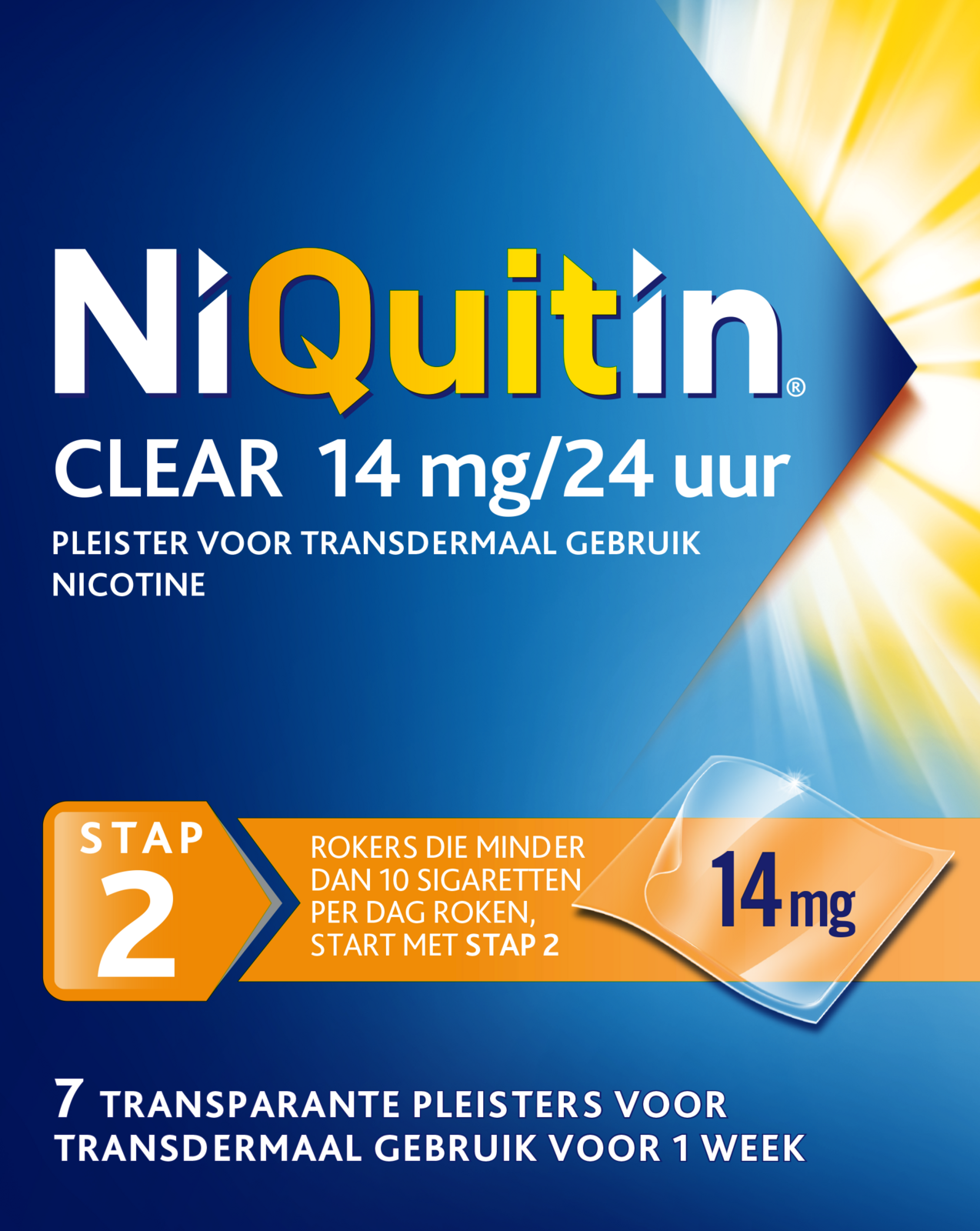 Niquitin Clear Pleisters 14mg Stap 2 kopen