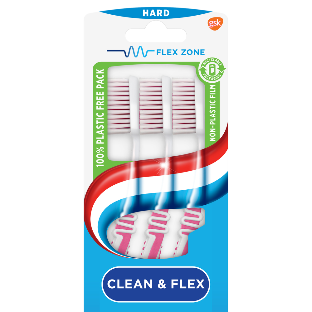 Aquafresh Clean & Flex Tandenborstel Hard - 2+1 gratis in 100% plasticvrije verpakking kopen