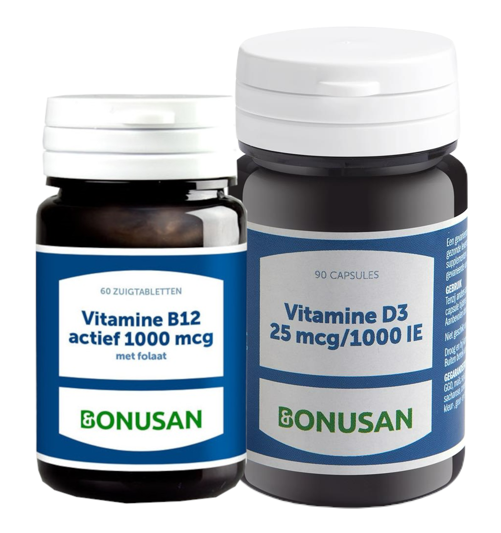 Bonusan B12 Actief 1000mcg + Vitamine D3 25mcg/1000 IE - Combiset kopen