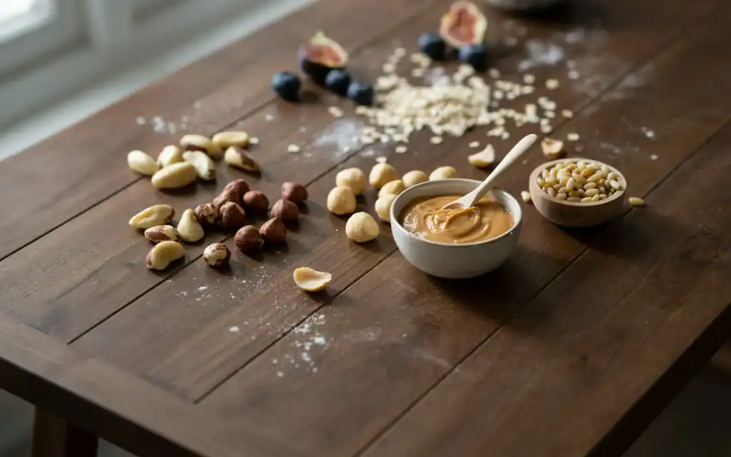 Paranoten, hazelnoten, macadamia noten, pijnboompitten en pindakaas gezond?